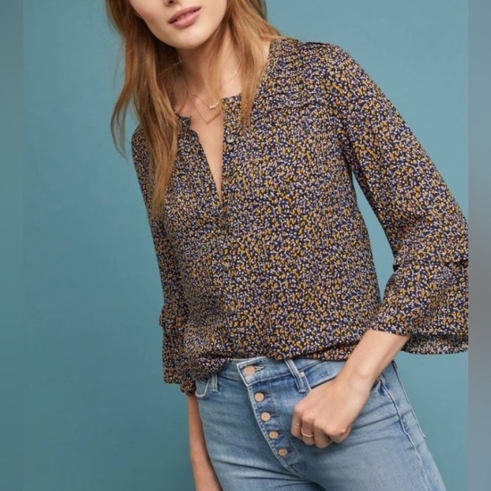 NWT - Maeve by Anthropologie Button Front Floral Blouse